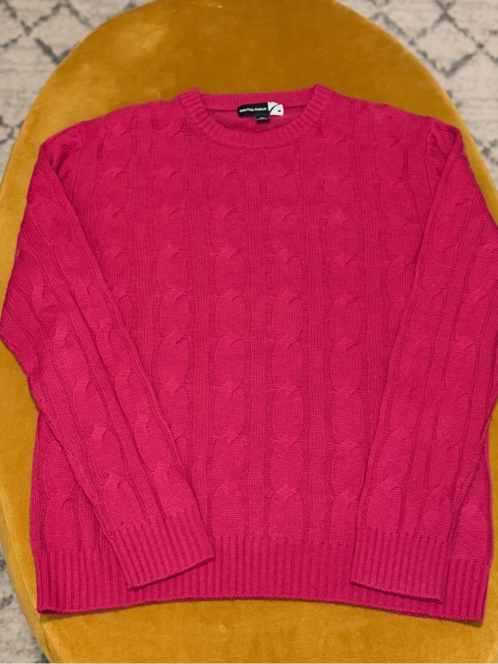 Saks Fifth Avenue 100% Cashmere Cable Knit Crewneck Sweater Fuschia Women's M